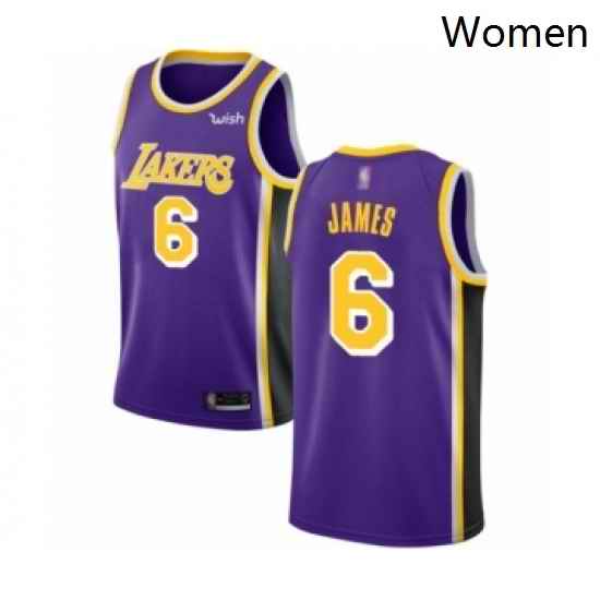 Womens Los Angeles Lakers 6 LeBron James Authentic Purple Basketball Jersey Statement Edition